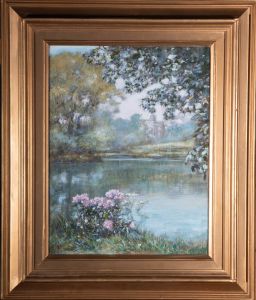 20th Century Gouache - Floral Lake