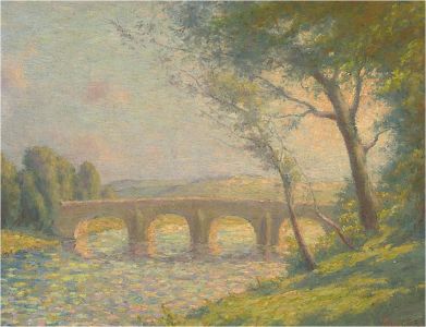 P. Van Der Stad - Signed 1948 Oil, Water Under the Bridge