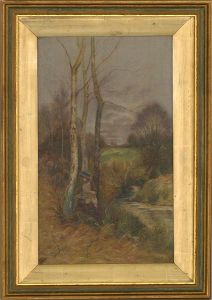 Mid 20th Century Oil - Autumn Foraging