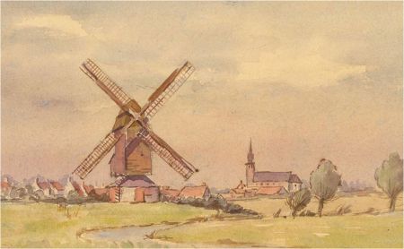 Signed Early 20th Century Watercolour - The Windmill