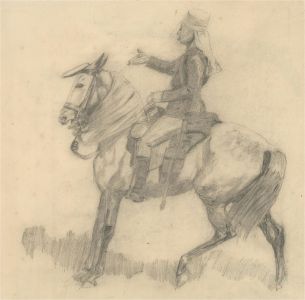 20th Century Graphite Drawing - Eastern Soldier