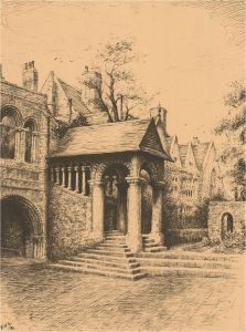 F.H.S. - 1930 Lithograph, The Norman Staircase, Canterbury Cathedral