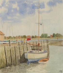 J.A. Pusey - 1993 Watercolour, Bosham Quay, West Sussex