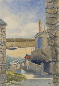J.A. Pusey - 1993 Watercolour, Mousehole Harbour, Cornwall