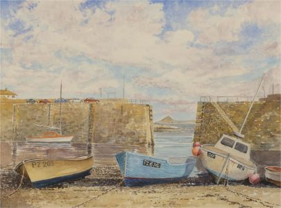 J.A. Pusey - 1993 Watercolour, Mousehole, Cornwall