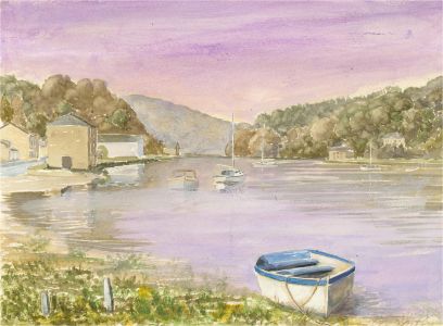 J.A. Pusey - Double-Sided 1994 Watercolour, Cornish Mill and Lerryn