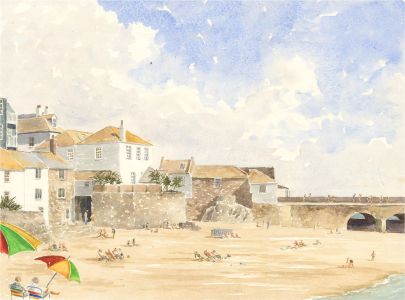 J.A. Pusey - Double-Sided 1994 Watercolour, St Ives and a Country Landscape