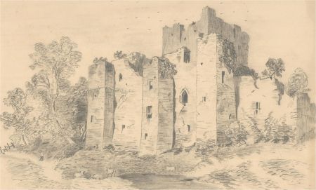 Gretta - A Pair of 1890 Graphite Drawing, Brougham Castle and a Cottage