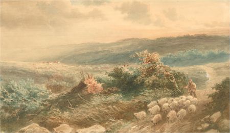 Early 20th Century Watercolour - Shepherding