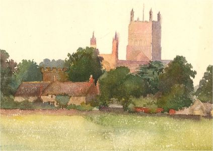Early 20th Century Watercolour - Village Church