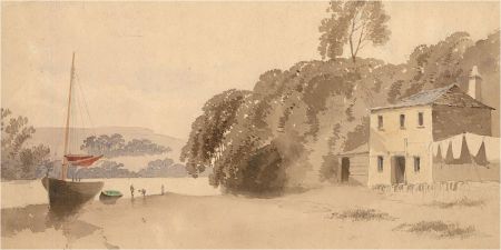 Late 19th Century Watercolour - Cottage Beside Lake