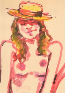 Peter Collins ARCA - Mid 20th Century Gouache, Girl with Hat