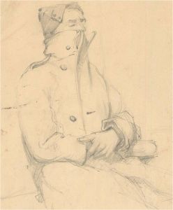 Peter Collins ARCA - Mid 20th Century Graphite Drawing, Sleeping Soldier