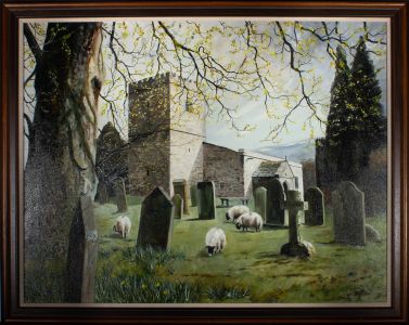 Gordon Metcalfe (b.1935) - 1995 Oil, Spring In The Church Yard
