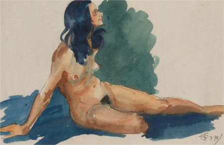 Terry Shelbourne (1930-2020) - 1978 Watercolour, Female Nude