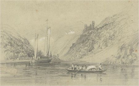 Mid 20th Century Graphite Drawing - The Castle on the Hill