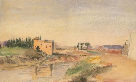 Early 20th Century Watercolour - Town on the River