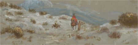 Early 20th Century Watercolour - Walking in the Wilderness
