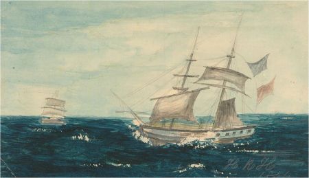 H.R.H. - A Pair of 1845 Watercolour, Nautical Scenes