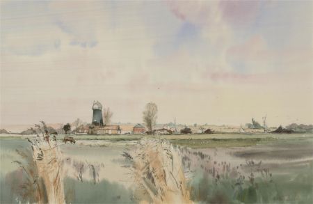 Keith Johnson (1931-2018) - Contemporary Watercolour, Norfolk Village