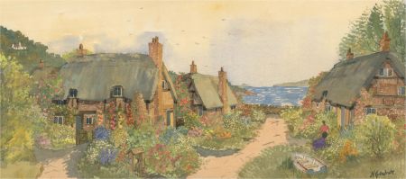 M. Gardner - Signed Early 20th Century Watercolour, Village by the Sea