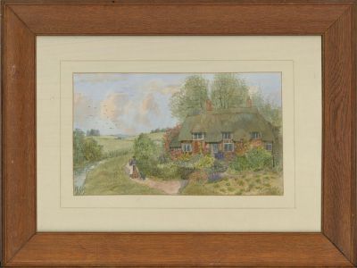 M. Gardner - 20th Century Watercolour, Cottage View with Figures