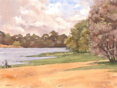 G. Moore - 20th Century Watercolour, Two Figure and a Dog