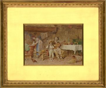 Virgilio Colombo - Italian Late 19th Century Watercolour, The Musical Recital