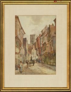 G.R. - Early 20th Century Watercolour, Historic Street
