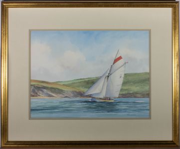 John Watson - Contemporary Watercolour, Gaff Cutter