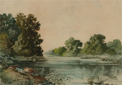 J.H.W - Signed 1993 Watercolour, By the Water
