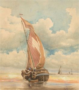 Signed Mid 20th Century Watercolour - Fishing Boats at Sunset