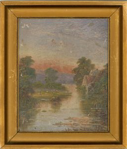 Early 20th Century Oil - Rural View with Water Mill
