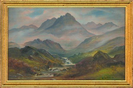 N.W. Pryce - 20th Century Oil, Mountainous Landscape