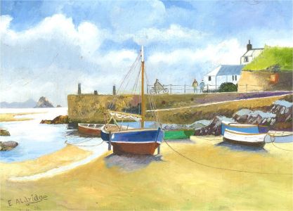 E. Aldridge - 2006 Oil, Coastal Scene with Boats