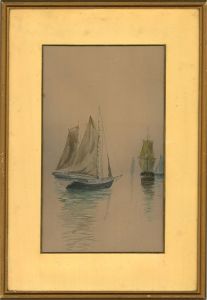 Mid 20th Century Watercolour - Gaff-Rigged Sloops