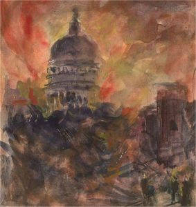 Ronald Olley (b.1923) - 20th Century Watercolour, War Scene at St. Paul's