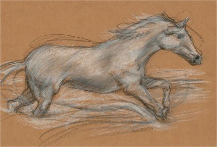 Ronald Olley (b.1923) - 20th Century Chalk Drawing, White Horse