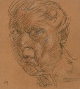 Ronald Olley (b.1923) - 20th Century Charcoal Drawing, A Stern Gaze