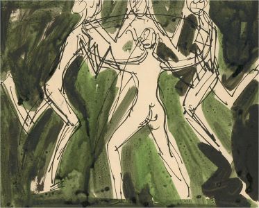 Peter Collins ARCA - 20th Century Watercolour, Green Dancers
