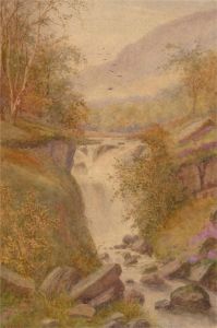 Arthur Kinsley (1852-1945) - Early 20th Century Watercolour, Highland Waterfall