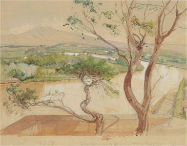 Early 20th Century Watercolour - Mount Ventoux From Avignon