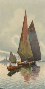 Mid 20th Century Watercolour - Sail Boat On The Water
