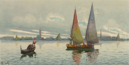 Mid 20th Century Watercolour - Venice Coastline