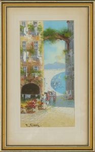 Y. Gianni - Neapolitan School Early 20thC Watercolour, Italian Coastal Town