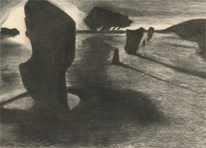 Don Hemming - 20th Century Charcoal Drawing, Avebury Standing Stones