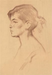 Samouil Grigorievich Nevelshtein (1903-1983) - Crayon, Profile of a Girl II
