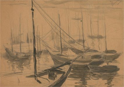 Russian School Mid 20th Century Watercolour - Boats
