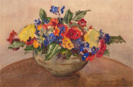 Austin Garland - Signed 1959 Watercolour, Still Life of Flowers