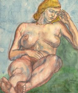 Francois Xavier Josse (1910-1991) - 1986 Watercolour, Reclining Nude